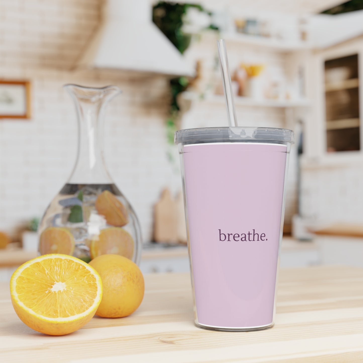 BREATHE Plastic Tumbler with Straw